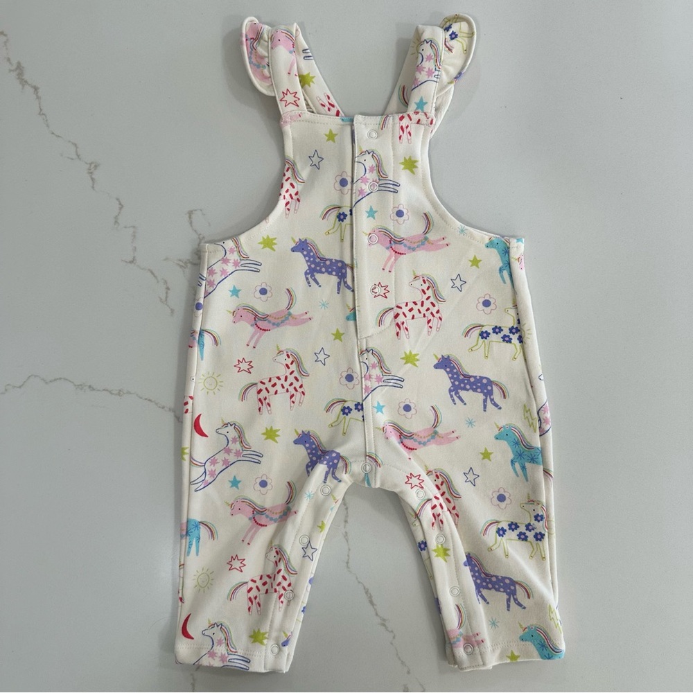 Angel Dear Unicorn Print Baby Overalls - Pastel Multi